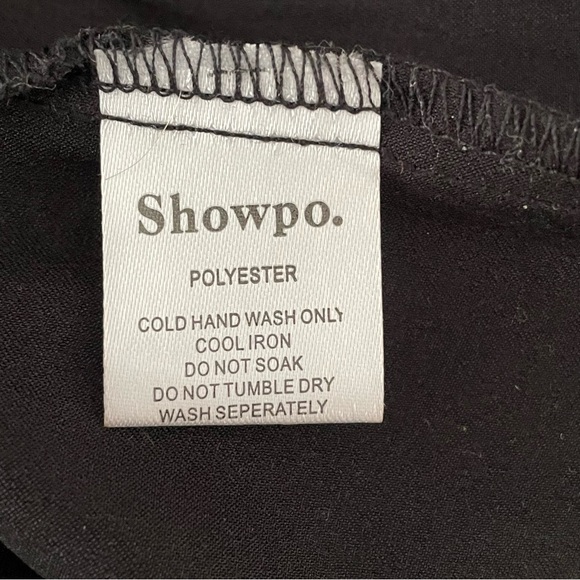 Showpo. studded black halter strap satin maxi slip dress, plunge neck, Sz: US 4 - Picture 10 of 11